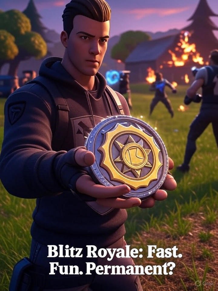 Fortnite Blitz Royale gameplay with players using special powers on a compact map